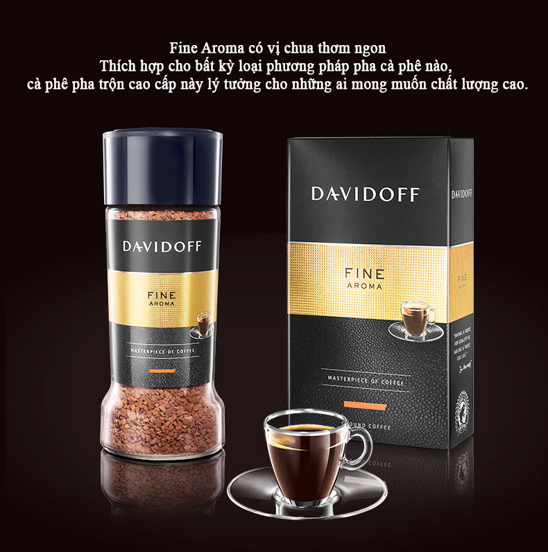 Cà phê hòa tan Davidoff Café Fine Aroma, thượng hạng có nguồn gốc từ các vùng đất trồng cà phê nổi tiếng trên thế giới như Nam Mỹ, Trung và Đông Phi