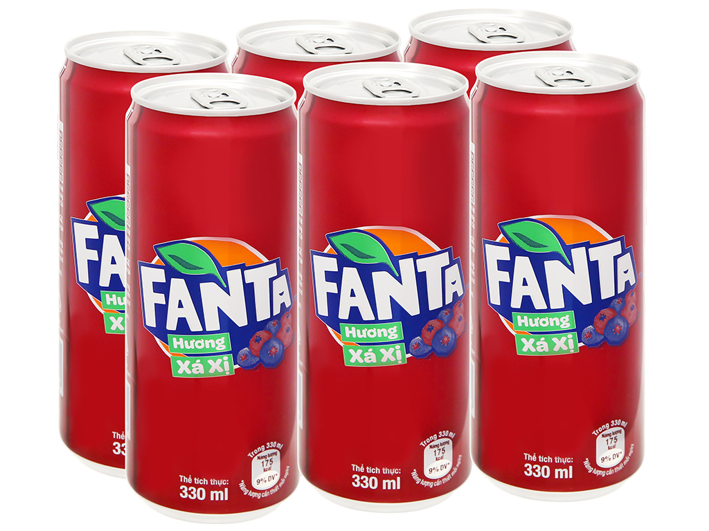 6 lon nước ngọt Fanta hương xá xị 330ml