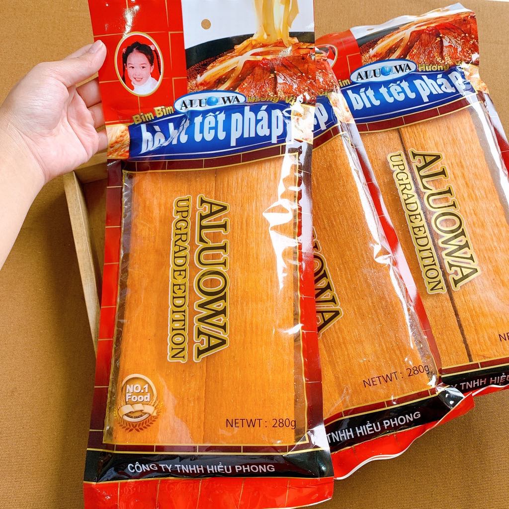 Bim bim bò bít tết pháp gói lớn kích thước 30x18 cm dai giòn sần sật, đồ ăn vặt không thể bỏ qua