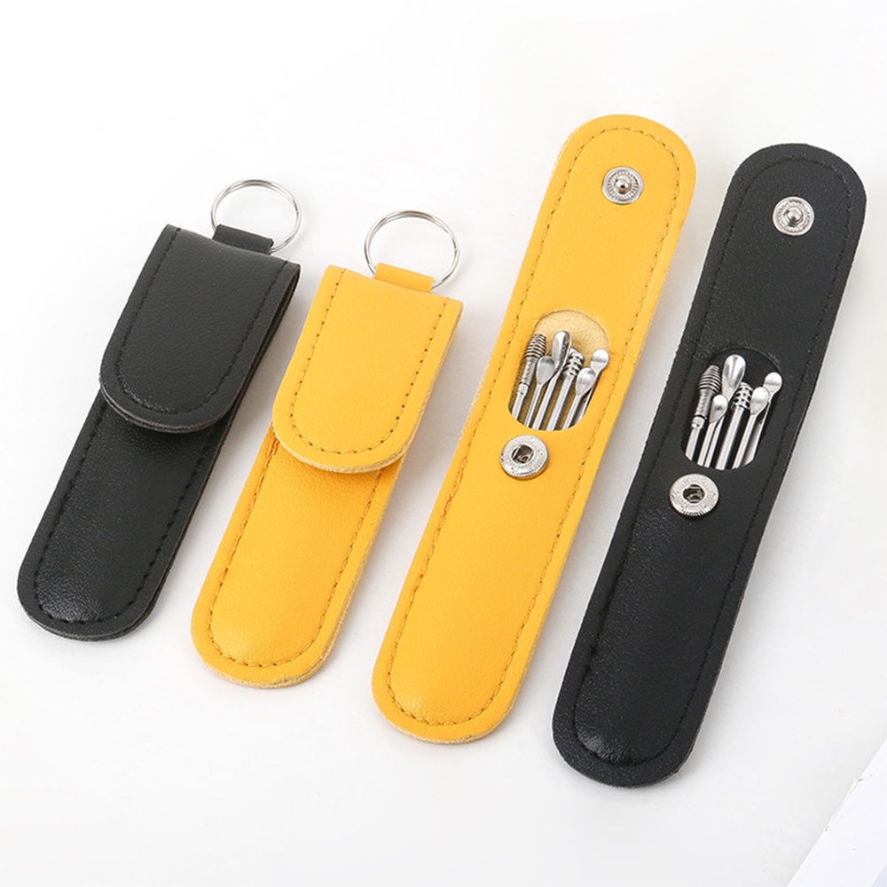 Bộ Dụng Cụ Ngoáy Tai Inox - Lấy Ráy Tai Thép Không Rỉ 6 Món - Mát Xa Tai - Làm Sạch Tai Hiệu Quả