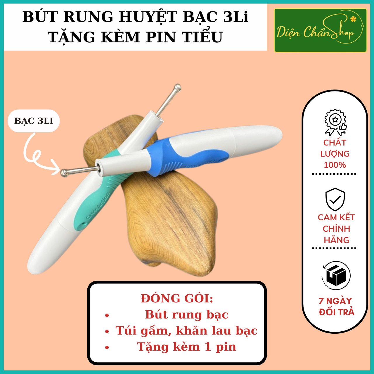 Bút rung huyệt - bút day huyệt bằng bạc - dụng cụ diện chẩn