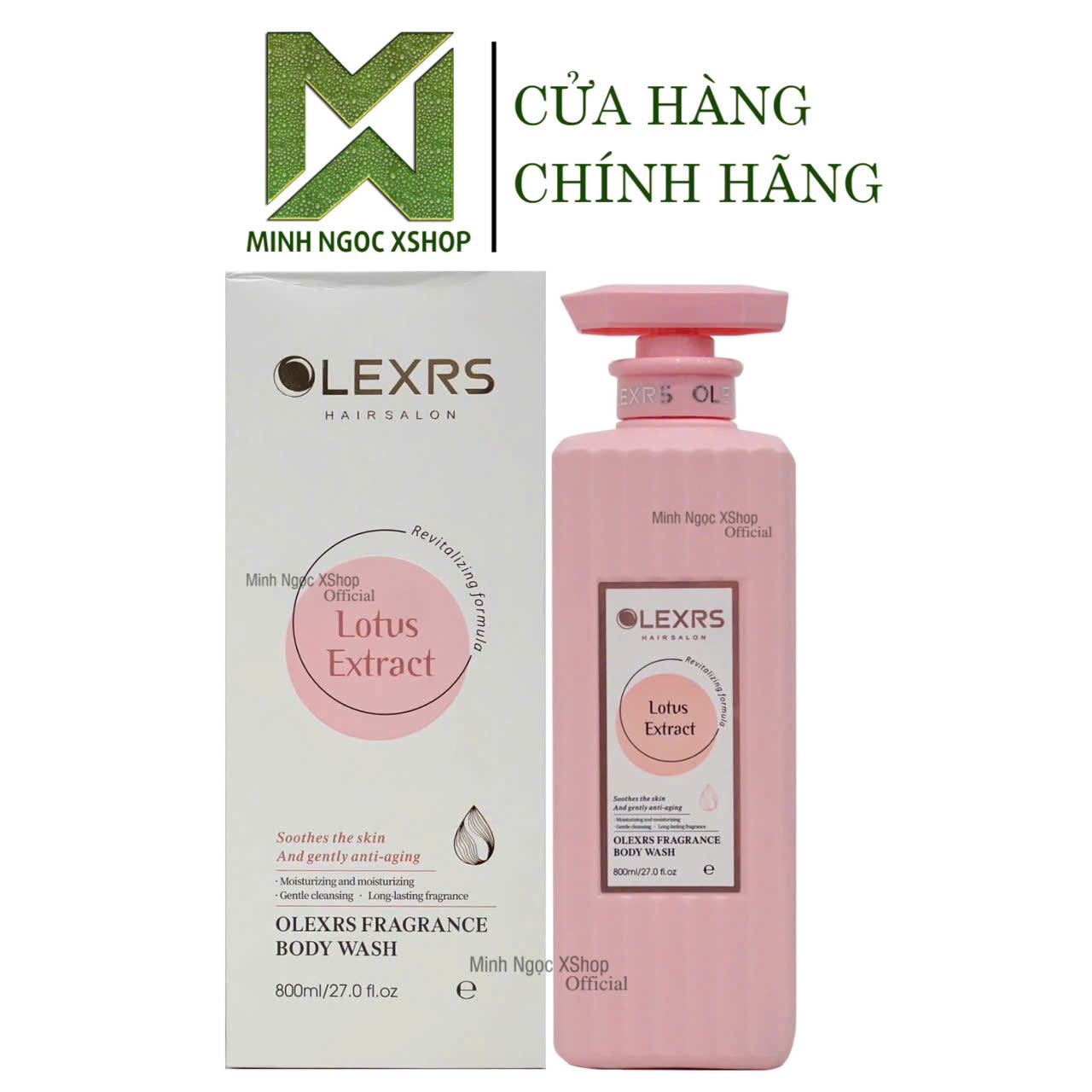 Sữa tắm dưỡng trắng da cao cấp OLEXRS Body Wash 800ML hồng phấn tinh chất hoa sen