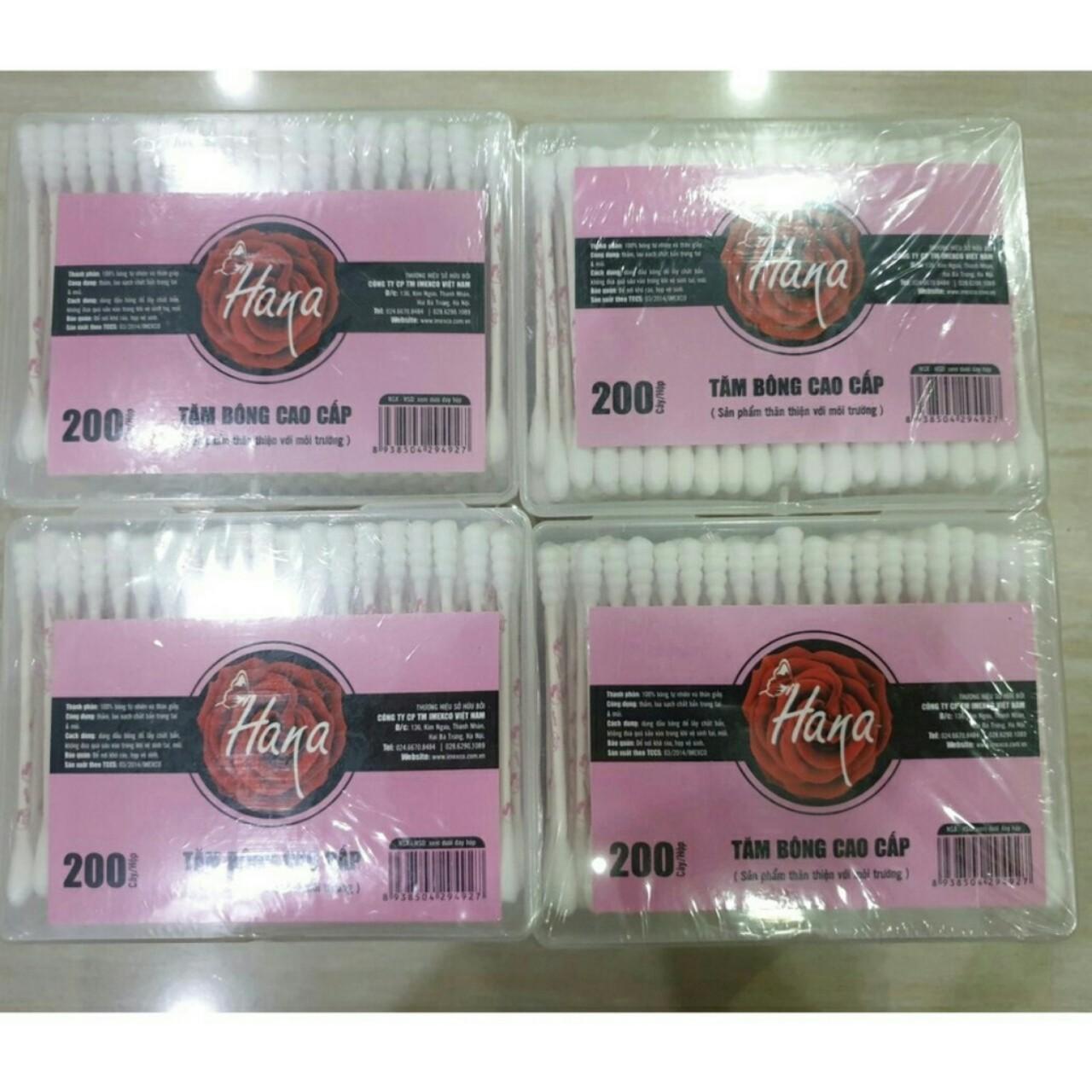 [Combo 4] Tăm bông cao cấp Hana lõi giấy 200 que