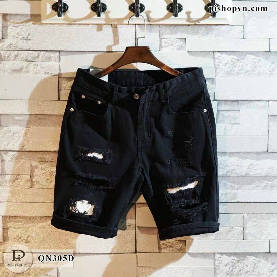 Quần jean short nam trắng đen thời trang rách đẹp phong cách cá tính hàng shop NAMSTOREE