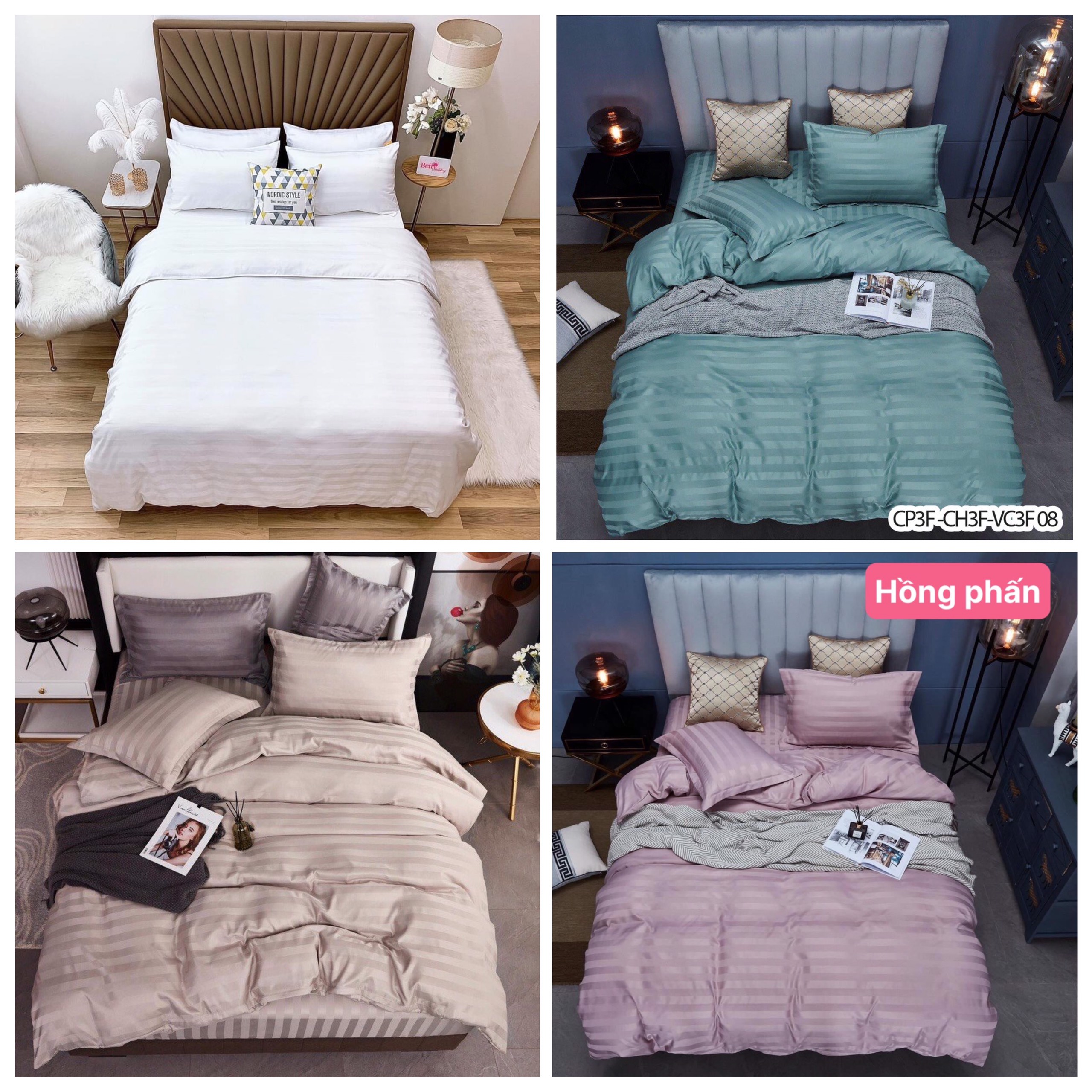 Bộ 04 món chăn ga gối cotton 3f mềm mịn chuyên dùng cho khách sạn, bộ chăn ga gối khách sạn