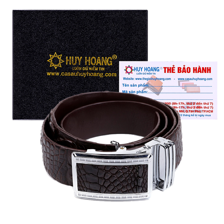 Thắt lưng nam da cá sấu  nguyên con bản lớn màu nâu đất HK4237