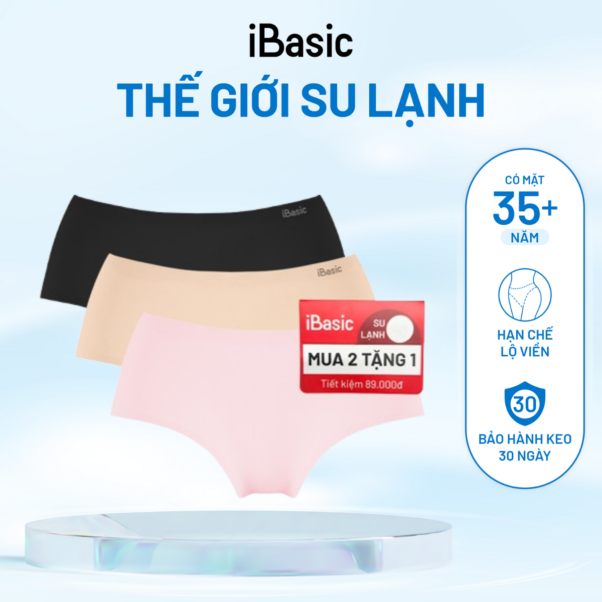   MUA 2 TẶNG 1  Pack 3 quần lót nữ lưng cao iBasic seamless PA3V189 