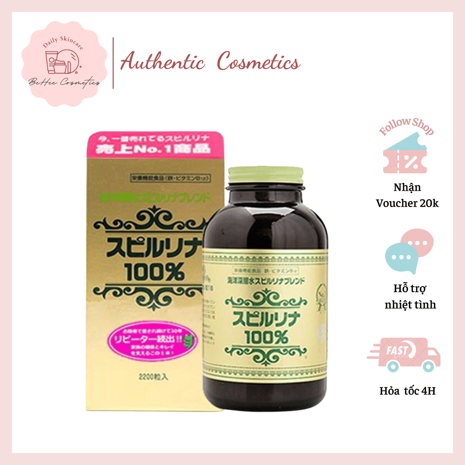 Viên Uống Tảo Xoắn Spirulina Nhật Bản Hộp 2200 Viên