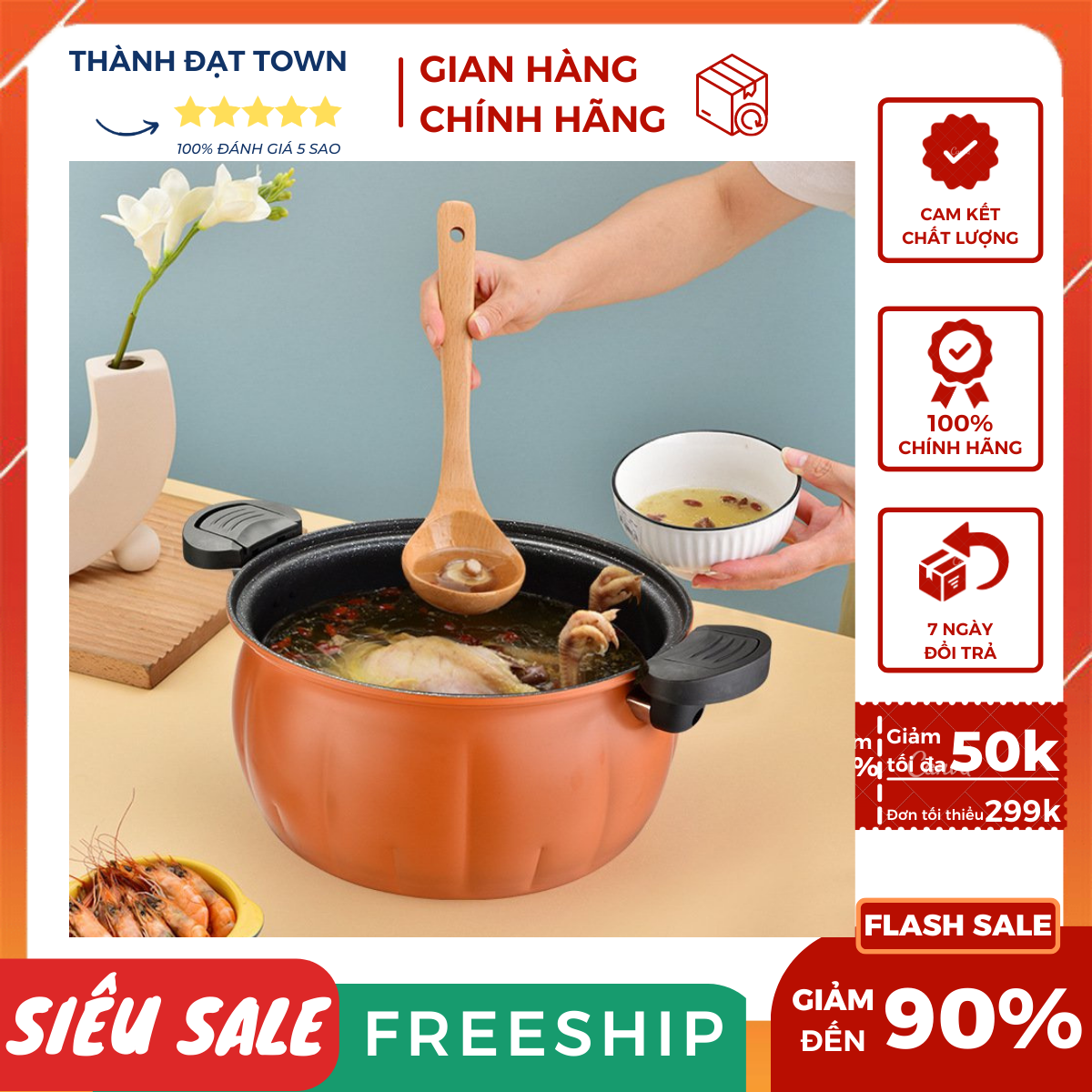 Nồi Áp Suất Bí Ngô Thông Minh Chống Dính  Nồi Hầm 4in1 Đa Năng 6L , Hầm Gà, Cháo - Nồi Chiên, Xào, Nấu Lẩu, Nấu Cơm