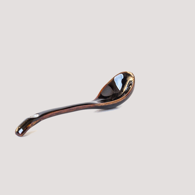 Thìa cafe cong - Thìa Cà Phê Cong Nâu Đen - Thìa Cao Cấp Bát Tràng