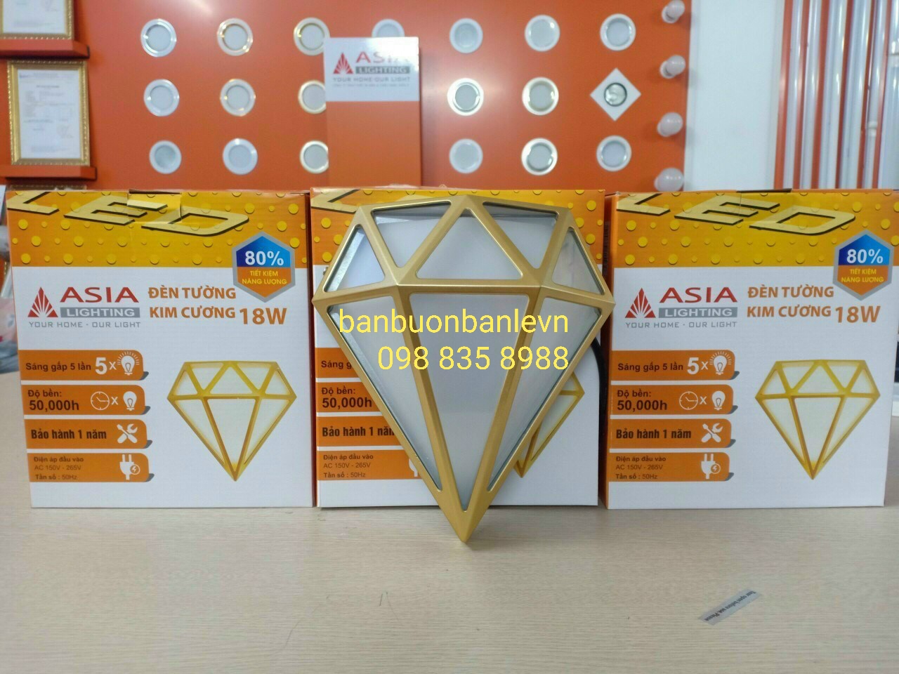 Đèn tường trang trí kim cương 18w Asia