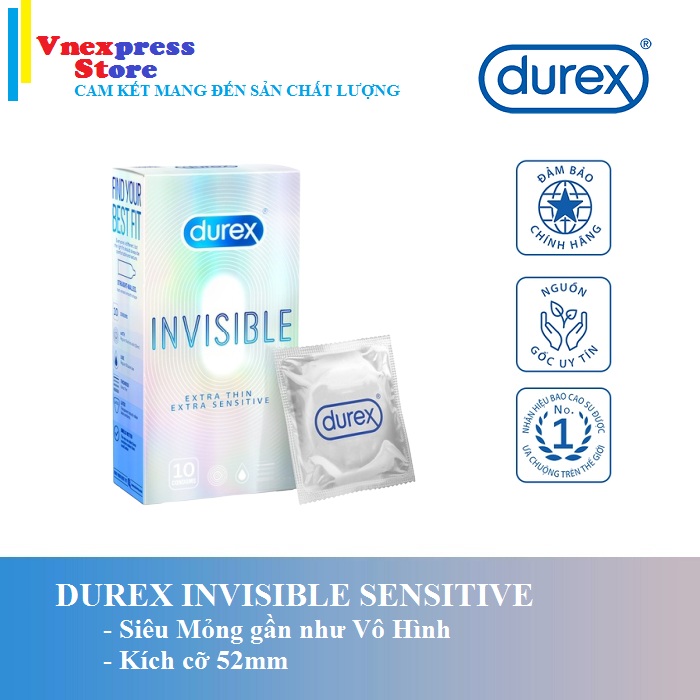 [HCM]Bao cao su Durex Invisible 10 bao / Hộp