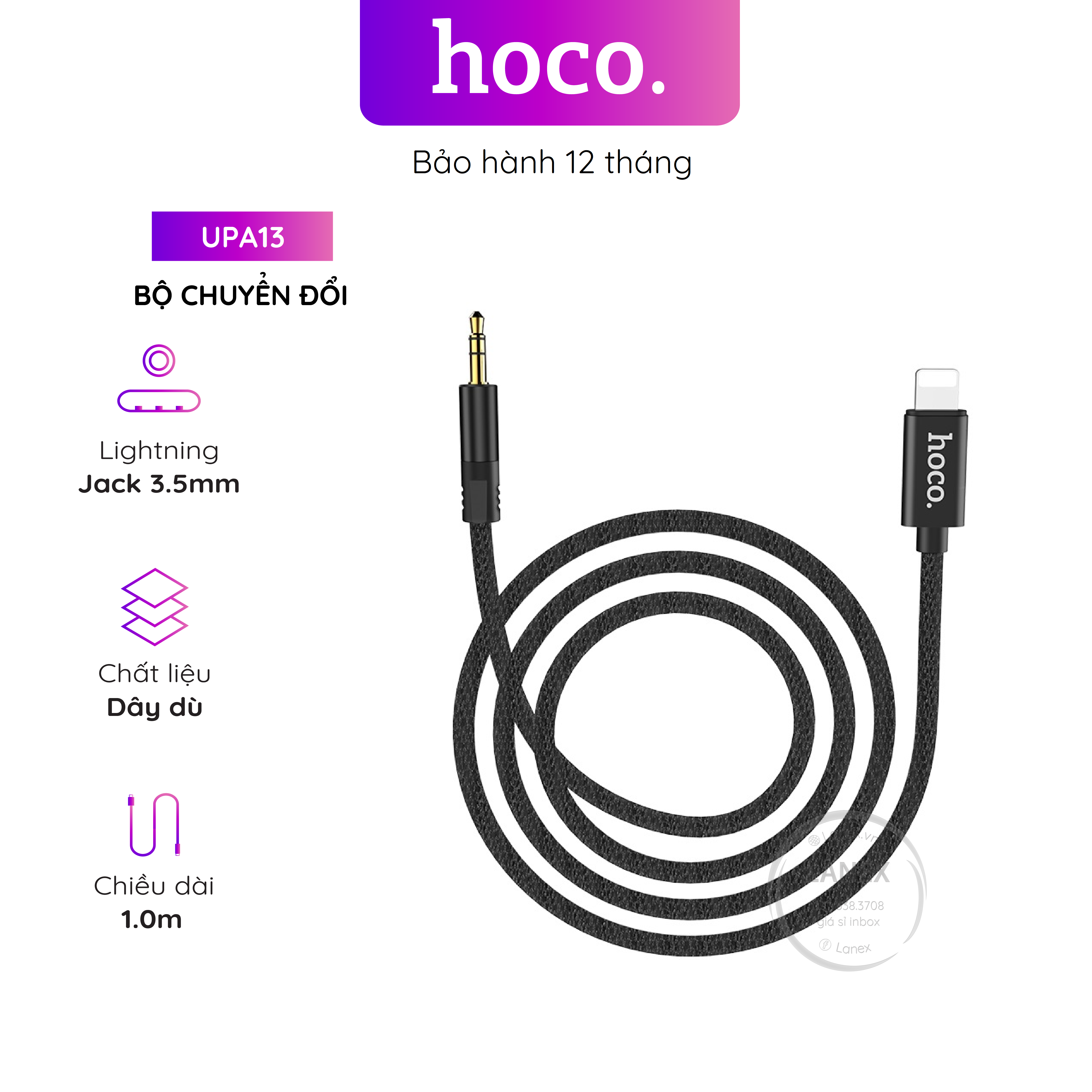 Bộ Chuyển Đổi Hoco Upa13 Cáp Audio Dây Dù Lightning Đến Jack 3.5mm