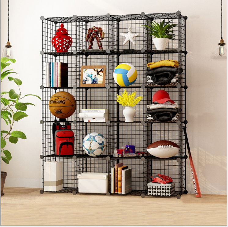 Combo 30 Tấm Ghép Tủ 8 Ô, Tủ Kệ Quần Áo, Kệ Sách Lắp Ráp 30 Tấm Lưới Sắt Không Gỉ Siêu Chịu Lực ( Tặng Kèm Chốt)