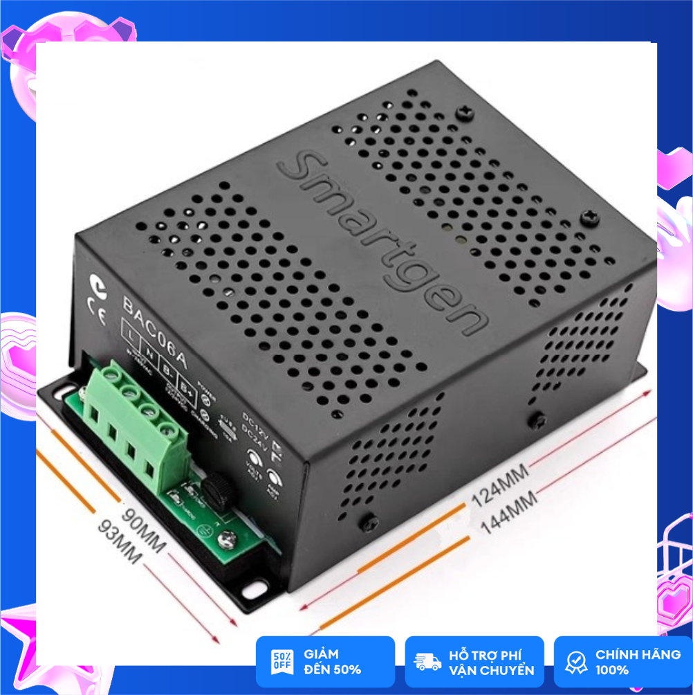 Bộ sạc ắc quy tự động smartgen BACO6A 12v 24v, sạc acquy auto tự động sạc đầy tự ngắt smatgen baco6a 12v 24v dòng 6A