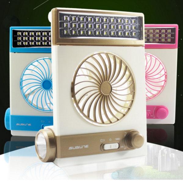 Quạt tích điện năng lượng mặt trời kèm đèn pin và đèn LED 3 trong 1
