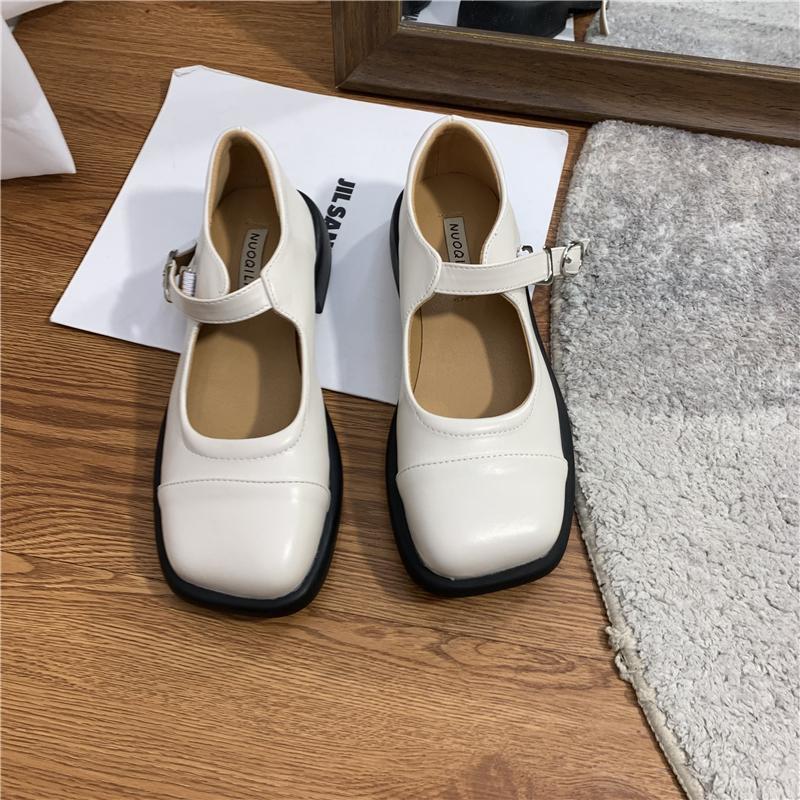 Pháp retro mary jane giày nữ2021mùa xuân và mùa hè mới khóa thích hợp giày mules mùa hè
