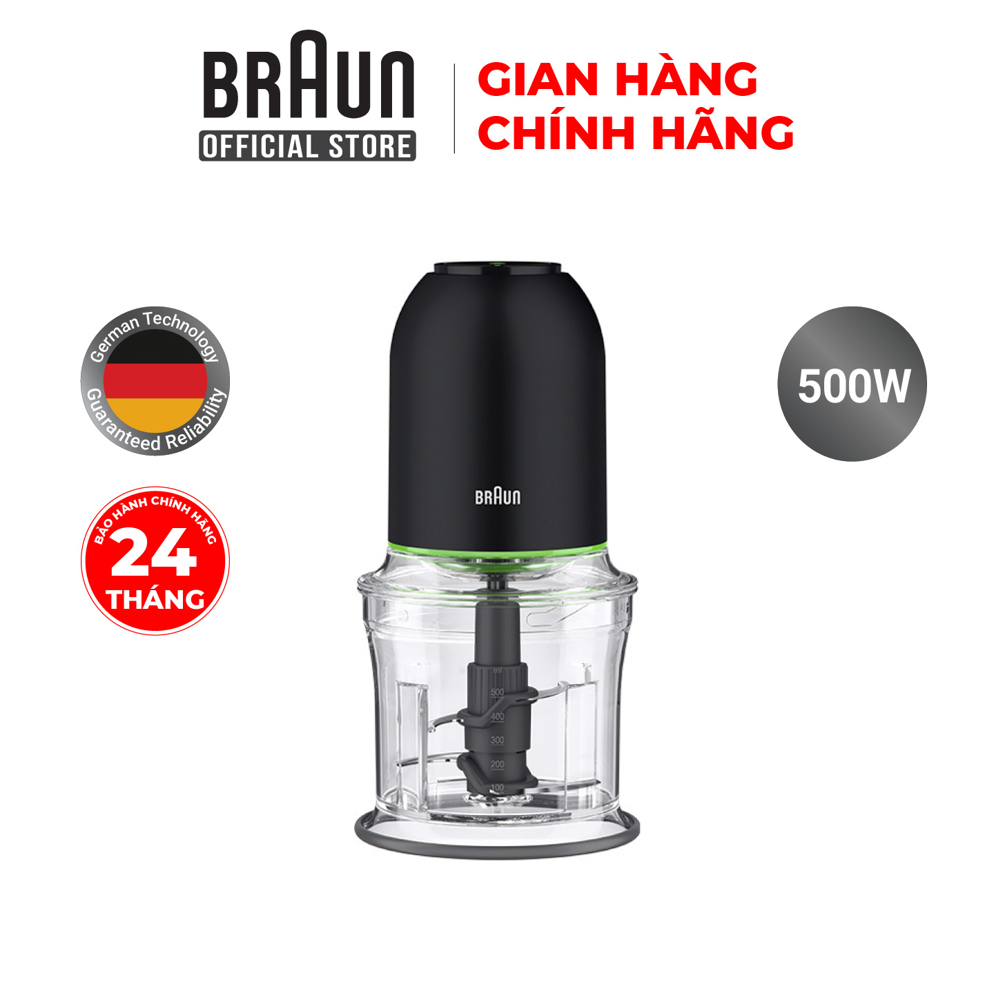 Máy xay thực phẩm đa năng Braun CH3011BK-Hàng chính hãng bảo hành 24 tháng