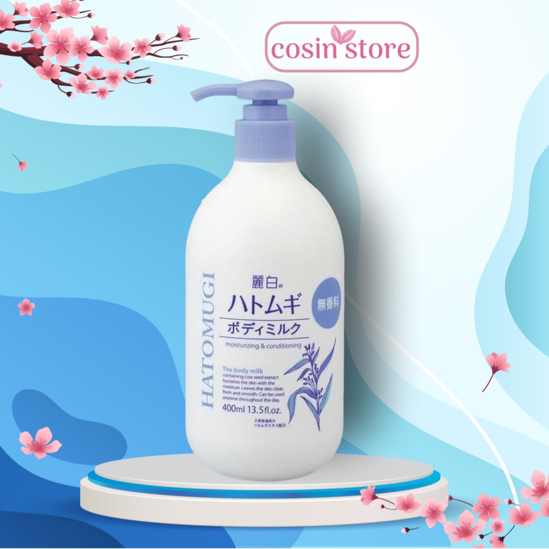 Sữa Dưỡng Thể Hatomugi Dùng Cho Ban Đêm Không Mùi Naturie Reihaku Hatomugi Moisturizing & Conditioning The Body Milk 400ml Cosin Store