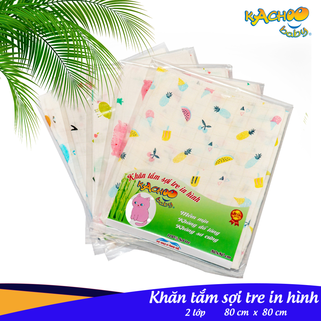 Khăn tắm sợi tre cho bé - 80x80cm 2 lớp - thương hiệu kachoo