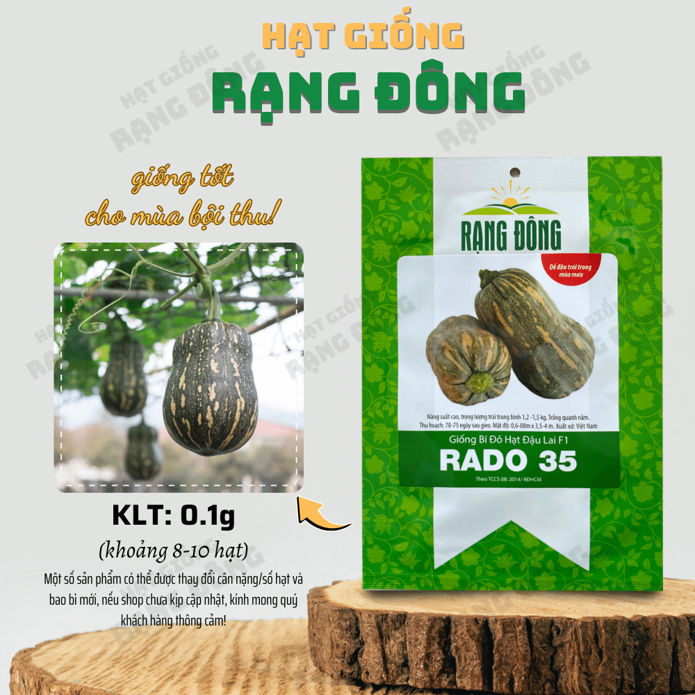 Hạt giống Bí Đỏ Hạt Đậu Lai F1 Rado 35 (1g~8-10 hạt) cây phát triển mạnh, năng suất cao, trồng quanh năm - Hạt giống Rạng Đông
