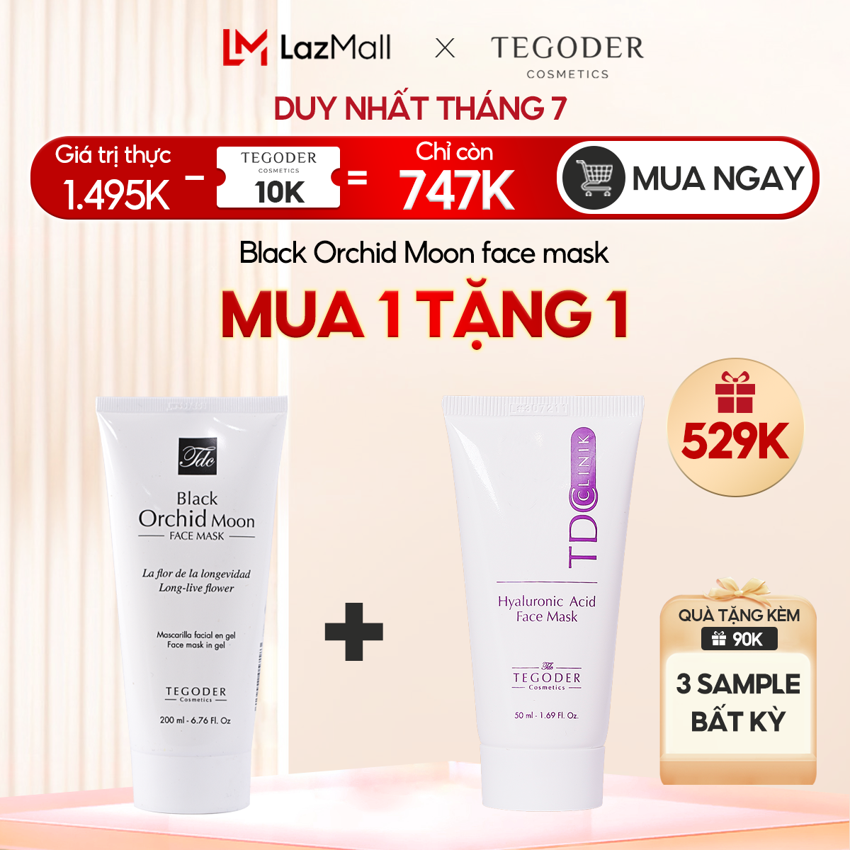 Mặt nạ thư giãn và phục hồi da từ tinh chất hoa Nguyệt Lan Đen Tegoder Black Orchid Moon face mask 200 ml mã 7183