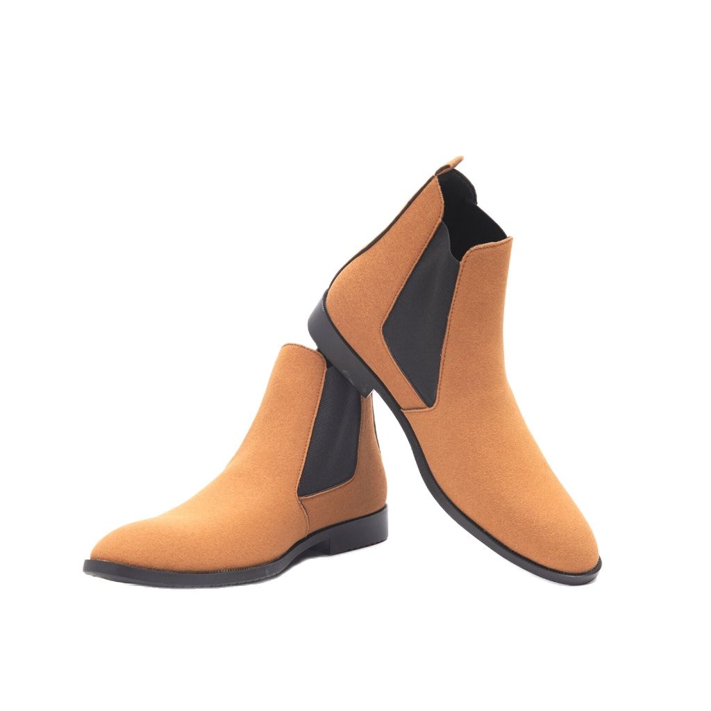 Giày chealsea boot cạnh chun da màu vàng cb548- ankar