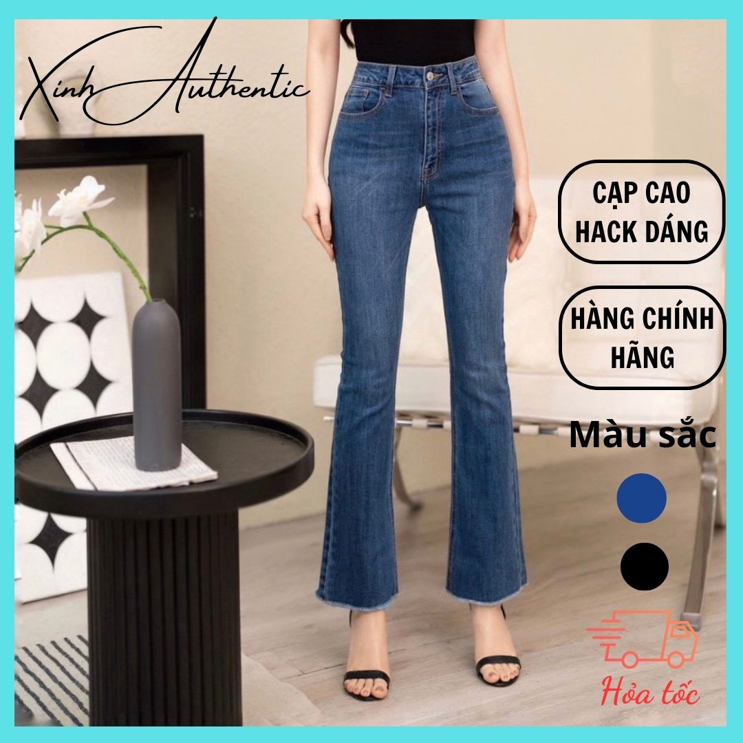 Quần jean ống loe quần ống loe nữ lưng cao ct jean