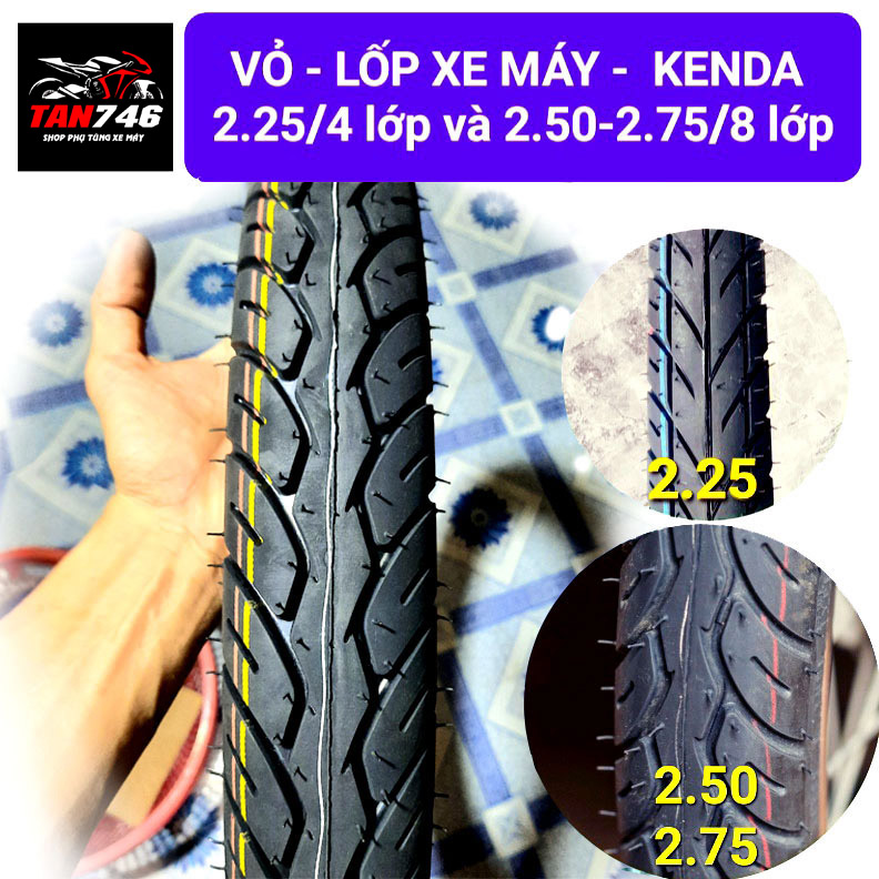 Vỏ, Lốp xe máy KENDA size 2.25 và 2.50, 2.75 8 lớp bố, Lắp cho Wave Dream Fu Rs WS và nhiều dòng xe khác, xe thồ tải nặng