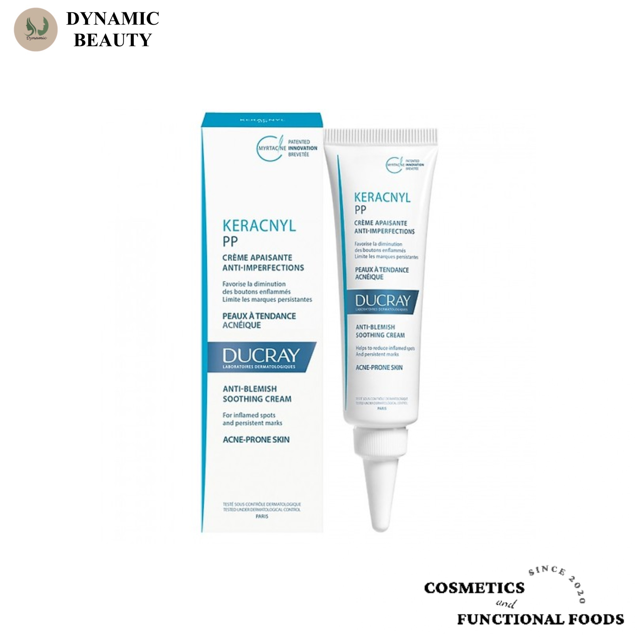 Kem dưỡng Ducray cân bằng dầu, giảm mụn viêm và làm mờ thâm mụn ducray keracnyl pp anti-blemish soothing cream 30ml