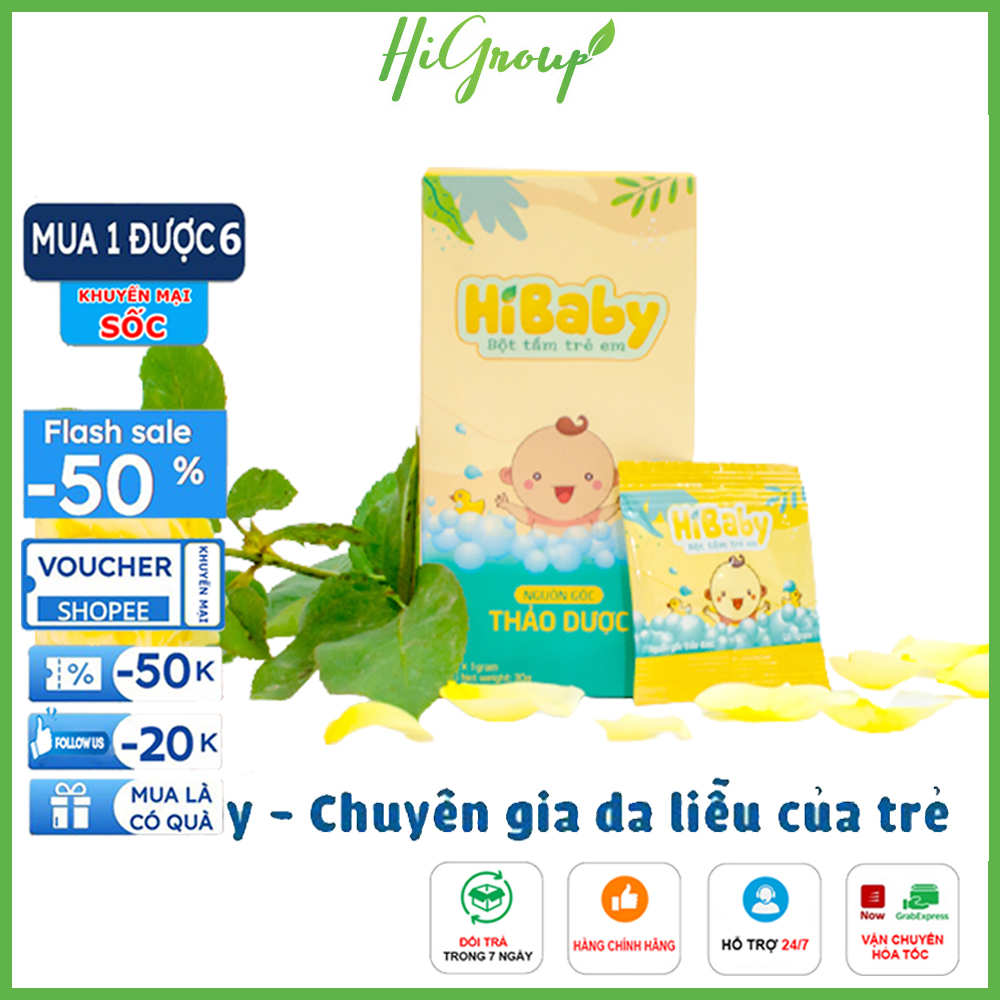 Bột tắm trẻ em HIBABY -  Trị các bệnh chàm sữa, mụn nhọt, hăm tã, rôm sảy, mẩn ngứa, viêm da cơ địa ở trẻ - Hộp 30 gói x 1gram - AN TOÀN CHẤT LƯỢNG