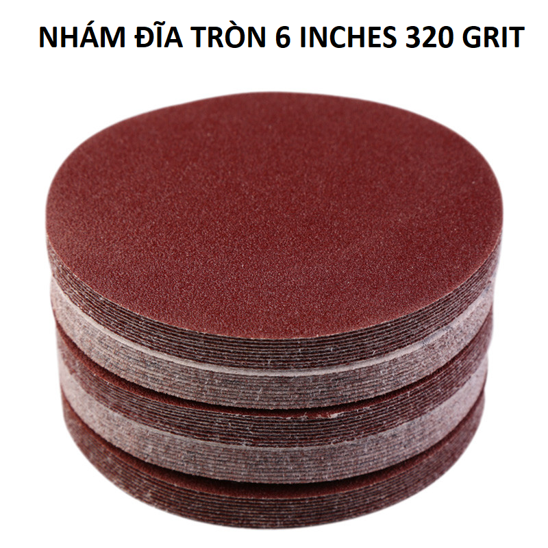 Bộ 10 tờ nhám đĩa tròn 6 inches 320 grit