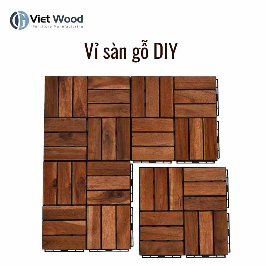 Sàn gỗ vỉ nhựa 12 nan lót ban công - Ván sàn gỗ tự nhiên ngoài trời - Sàn gỗ tự lắp đặt - Giá tại xưởng - Viet Wood