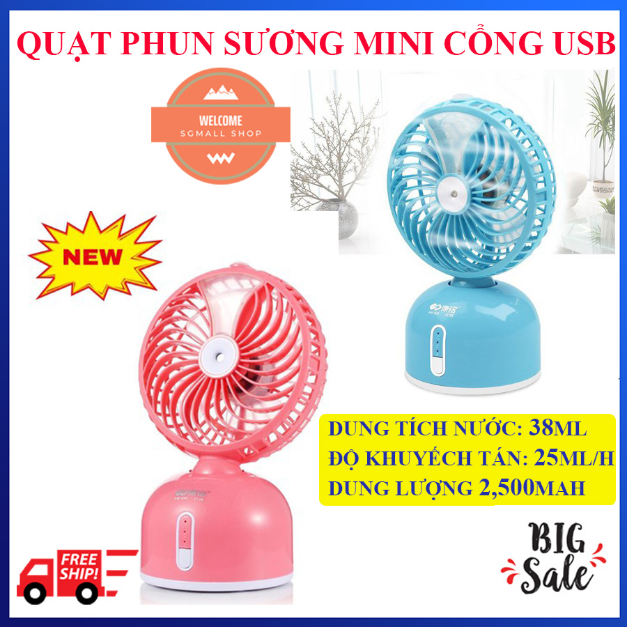 Quạt Phun Sương, Quạt Mini, Quạt Tích Điện Và Phun Sương Mùa Hè Kiểu Dáng Đẹp, Nhỏ Gọn,Giảm Nhiệt Độ Tăng Độ Ẩm Giúp Không Khí Dễ Chịu - Hàng Chất Lượng, Giá Ưu Đãi, Thanh Toán Khi Nhận Hàng, Lỗi 1 ĐỔI 1.