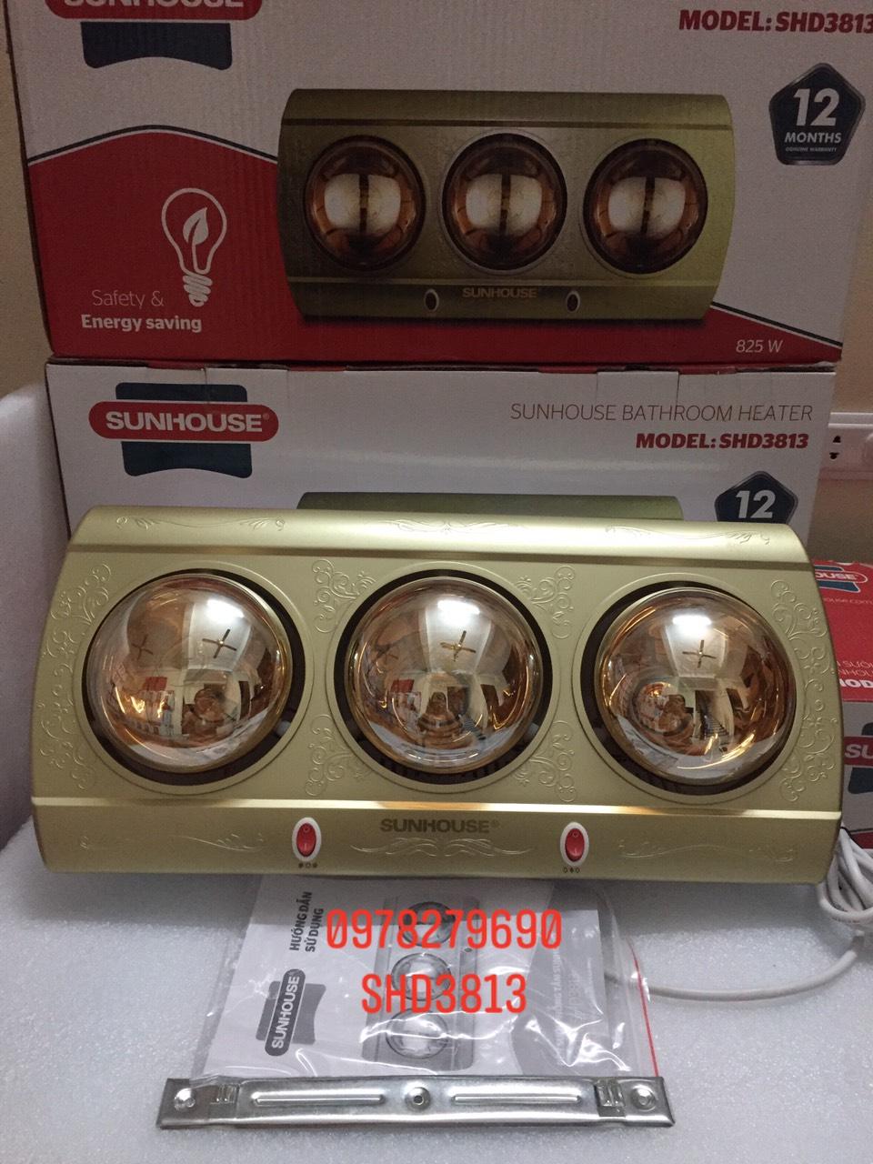 (HÀNG MỚI CHÍNH HÃNG) ĐÈN SƯỞI NHÀ TẮM 3 BÓNG SUNHOUSE SHD3813 CÓ ẢNH THẬT