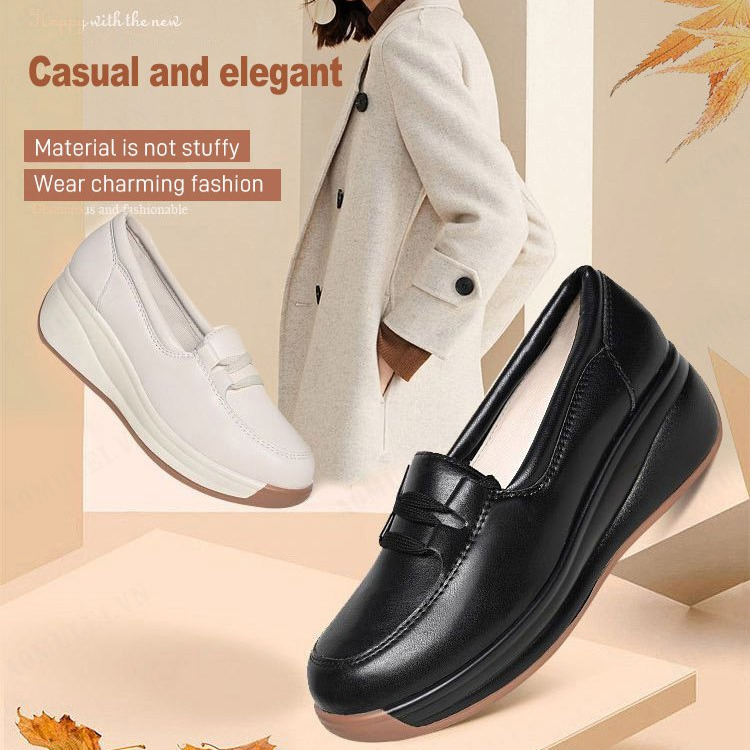 aomulei Women s British Full Leather Comfortable Soft Sole Loafers