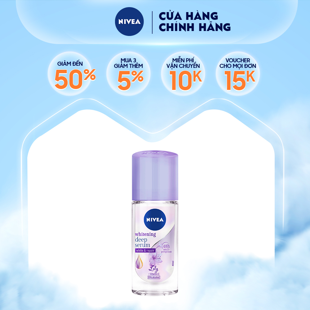 Lăn ngăn mùi Nivea serum trắng mịn hương hoa Lily 40ml 85310