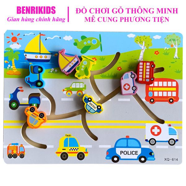 [Siêu Sale] Bảng mê cung chủ đề phương tiện giao thông TK5 - GT bằng gỗ tự nhiên an toàn cho bé