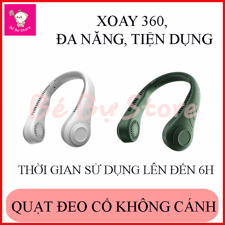 Quạt đeo cổ mini không cánh cổng sạc usb tiện dụng quạt đeo cổ, quạt quàng cổ không cánh thời trang tiện lợi