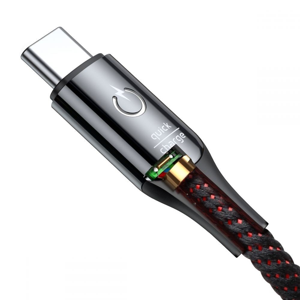 Cáp sạc Type-C tự ngắt điện khi sạc đầy Pin Baseus C-shaped Light Intelligent 3A dài 1m - Hàng chính hãng