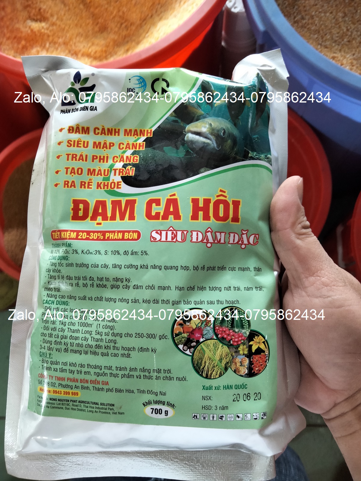 phân bón Đạm Cá Hồi siêu đậm đặc gói 700 gram