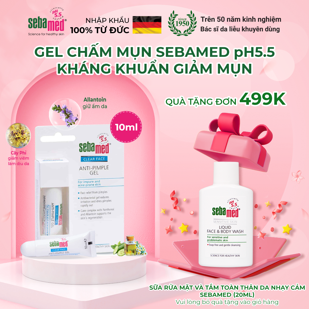 Gel giảm mụn kháng khuẩn & làm dịu da Sebamed Clear Face Anti-Pimple pH5.5 (10ml)