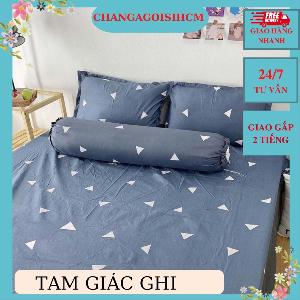 Bộ ga gối mẫu 2022 cotton poly 1m2/1m4/1m5/1m6/1m8,kho hàng hcm-mẫu tam giác xanh