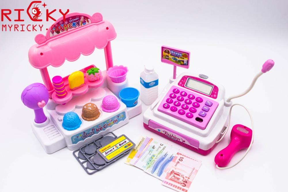 Bộ đồ chơi quầy bán kem có máy tính tiền cho bé học kinh doanh