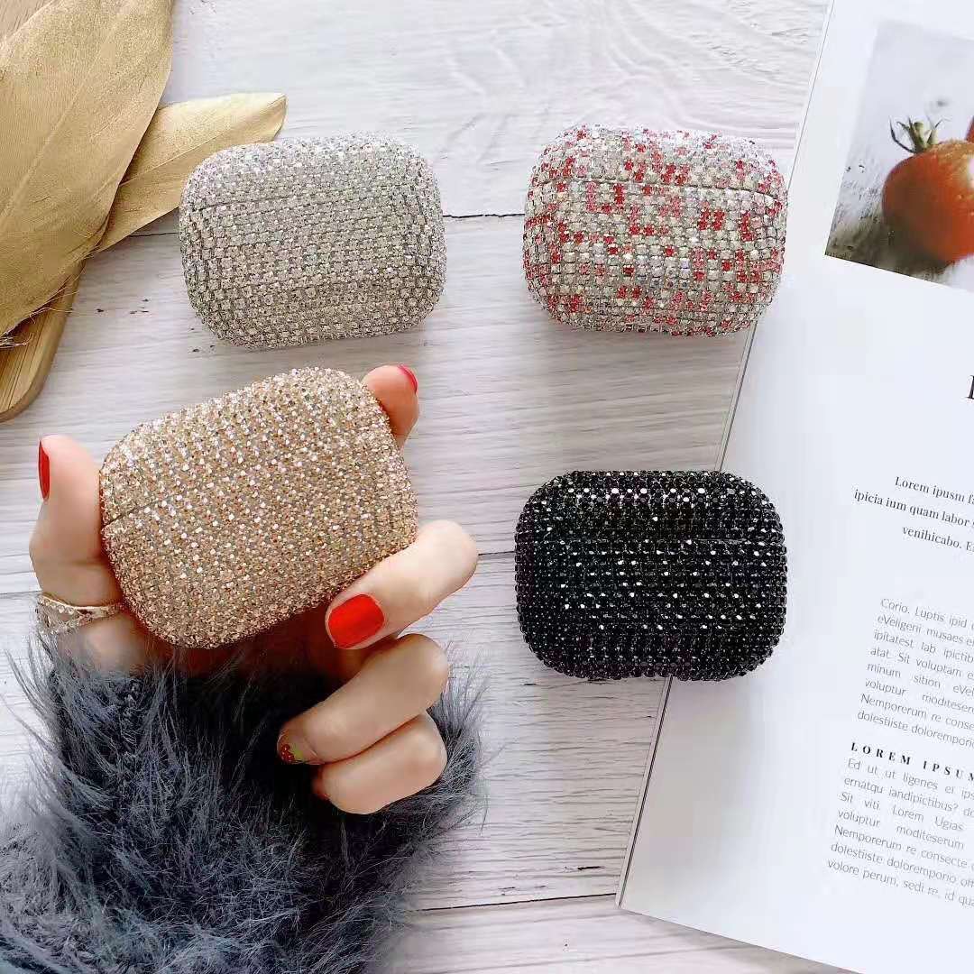 Case #Airpod 1/2/Pro, tai nghe bluetooth không dây, đính cườm sắc sảo,  3 màu lựa chọn