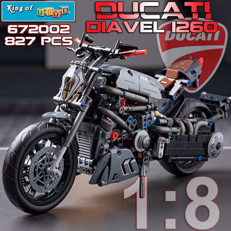 Đồ chơi lắp ráp kiểu lego technic mô hình xe máy phân khối lớn motor ducati diavel 1260s 672002 với 827pcs tỉ lệ 1:8