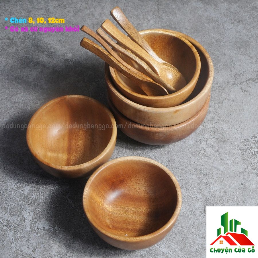 [Dụng cụ nhà bếp hiện đại] - Chén tròn bằng gỗ xà cừ