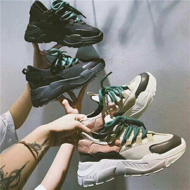 Giày thể thao nữ sneaker tăng chiều cao chun sau dây to siêu truất