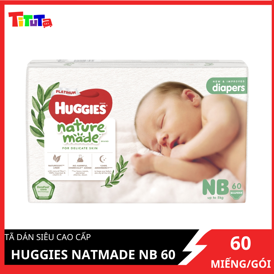 Tã Dán Siêu Cao Cấp Huggies Natmade NB 60