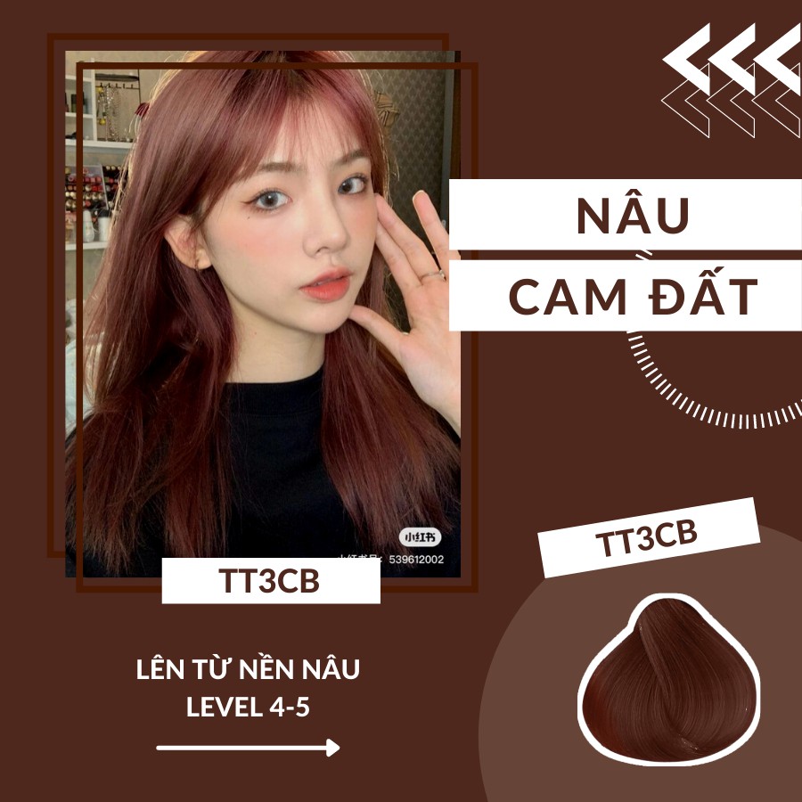 [SIÊU SALE] [GIÁ SỐC] [HOT] Thuốc nhuộm tóc NÂU CAM ĐẤT của TT3CB lên từ nền nâu, không cần tẩy
